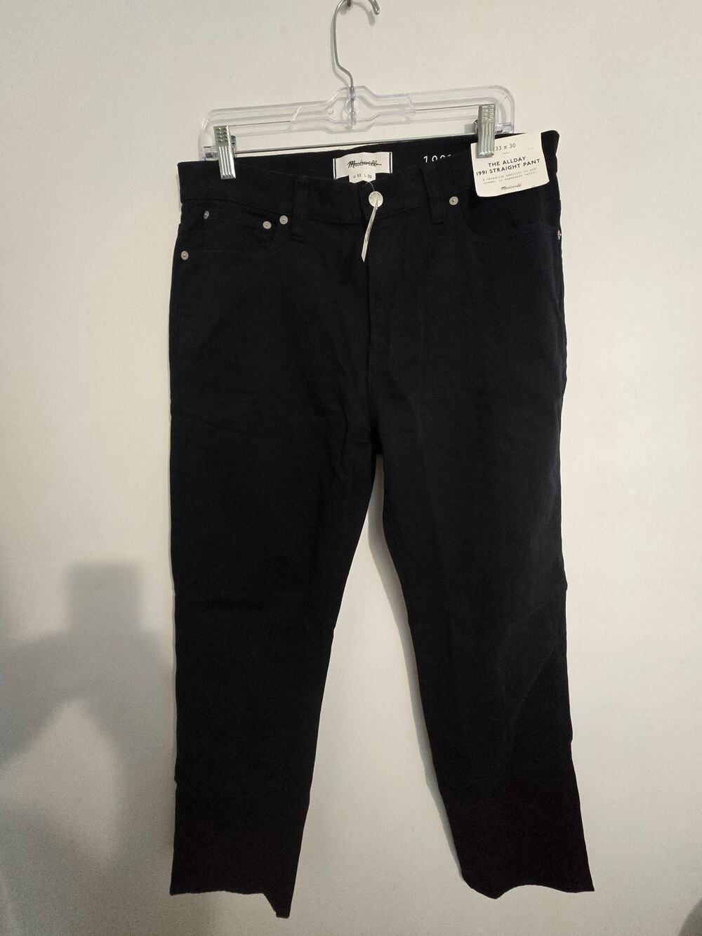NWT Madewell The Allday 1991 Straight-Leg Pant 33x30 black style NW539.